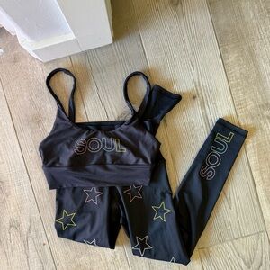 Black Soul Activewear Set with Star Accents